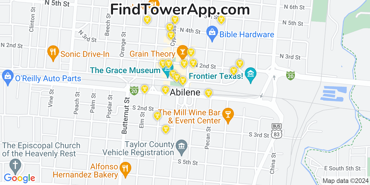 AT&T 4G/5G cell tower coverage map Abilene, Texas