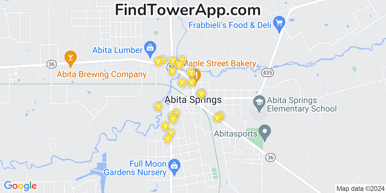 AT&T 4G/5G cell tower coverage map Abita Springs, Louisiana