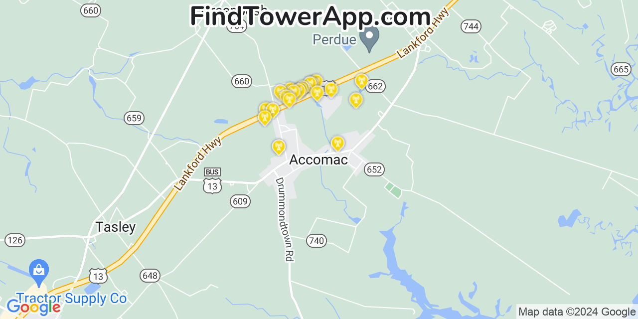 T-Mobile 4G/5G cell tower coverage map Accomac, Virginia