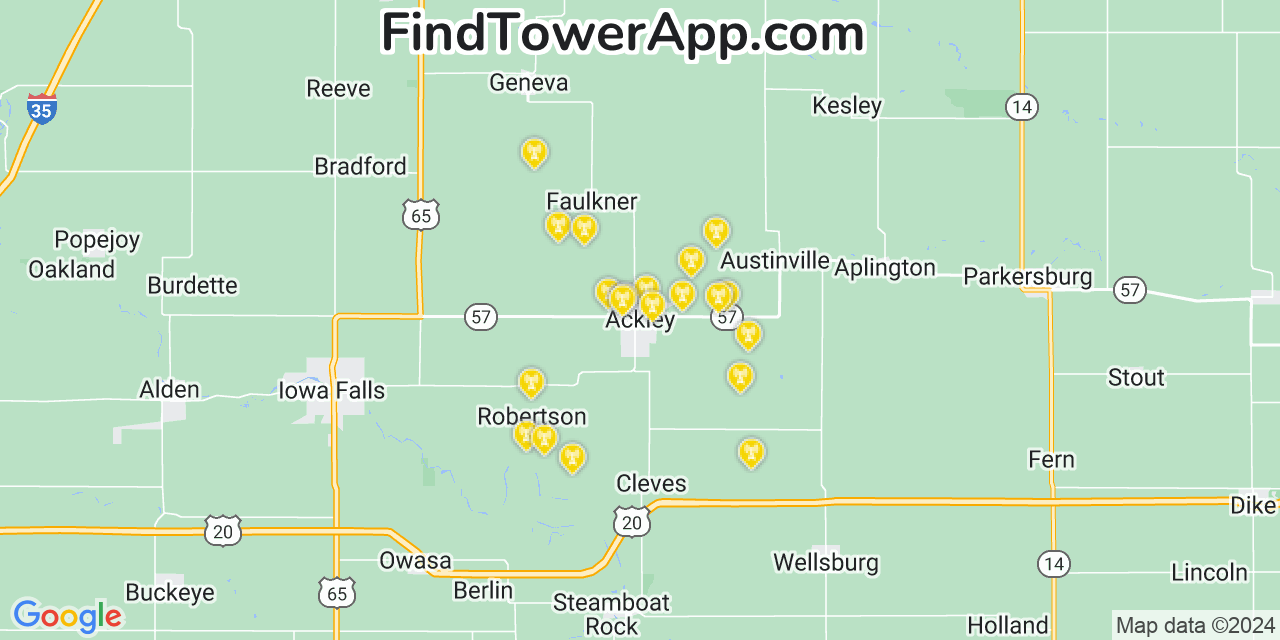 T-Mobile 4G/5G cell tower coverage map Ackley, Iowa