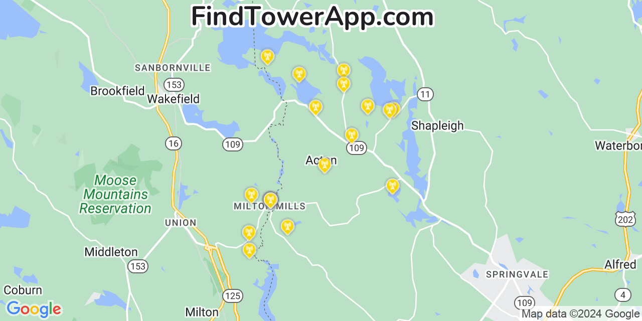 T-Mobile 4G/5G cell tower coverage map Acton, Maine