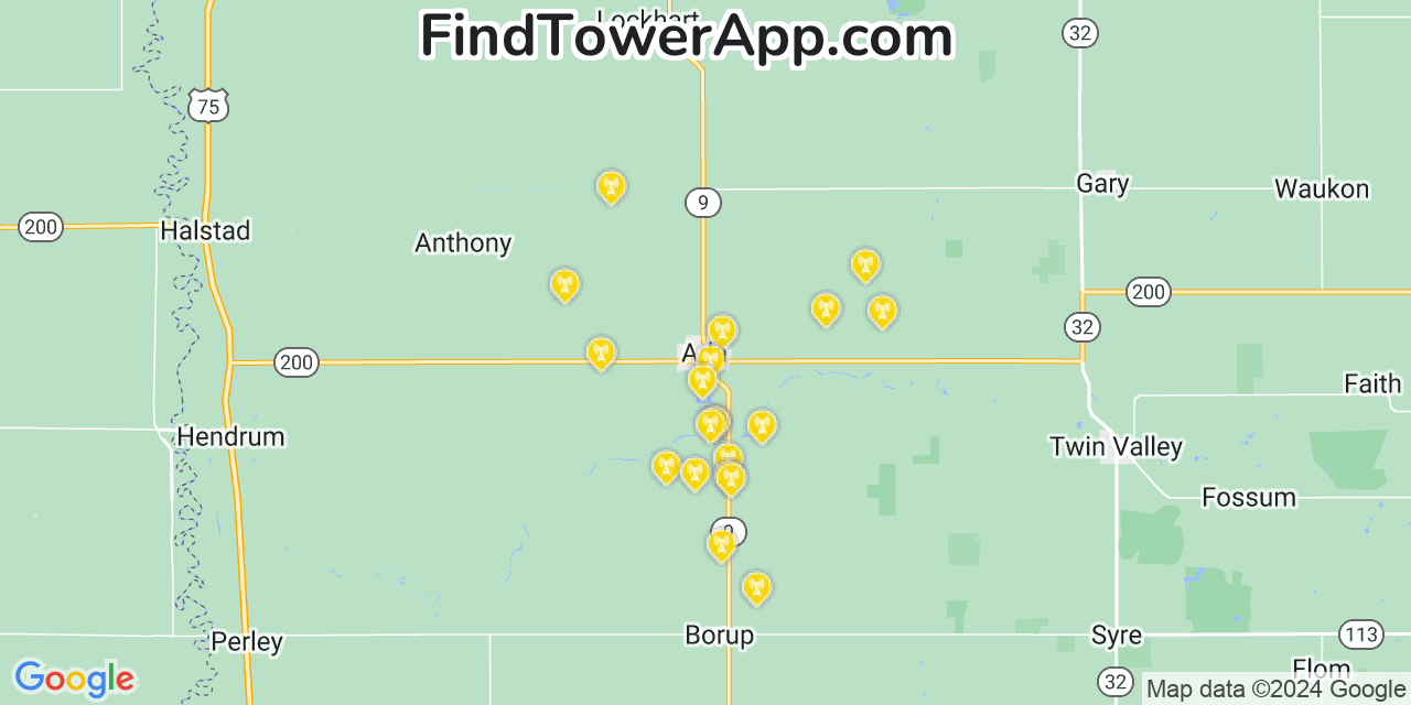 AT&T 4G/5G cell tower coverage map Ada, Minnesota