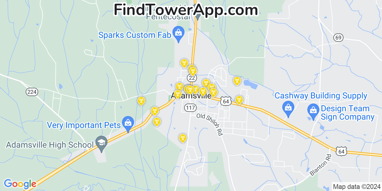 T-Mobile 4G/5G cell tower coverage map Adamsville, Tennessee