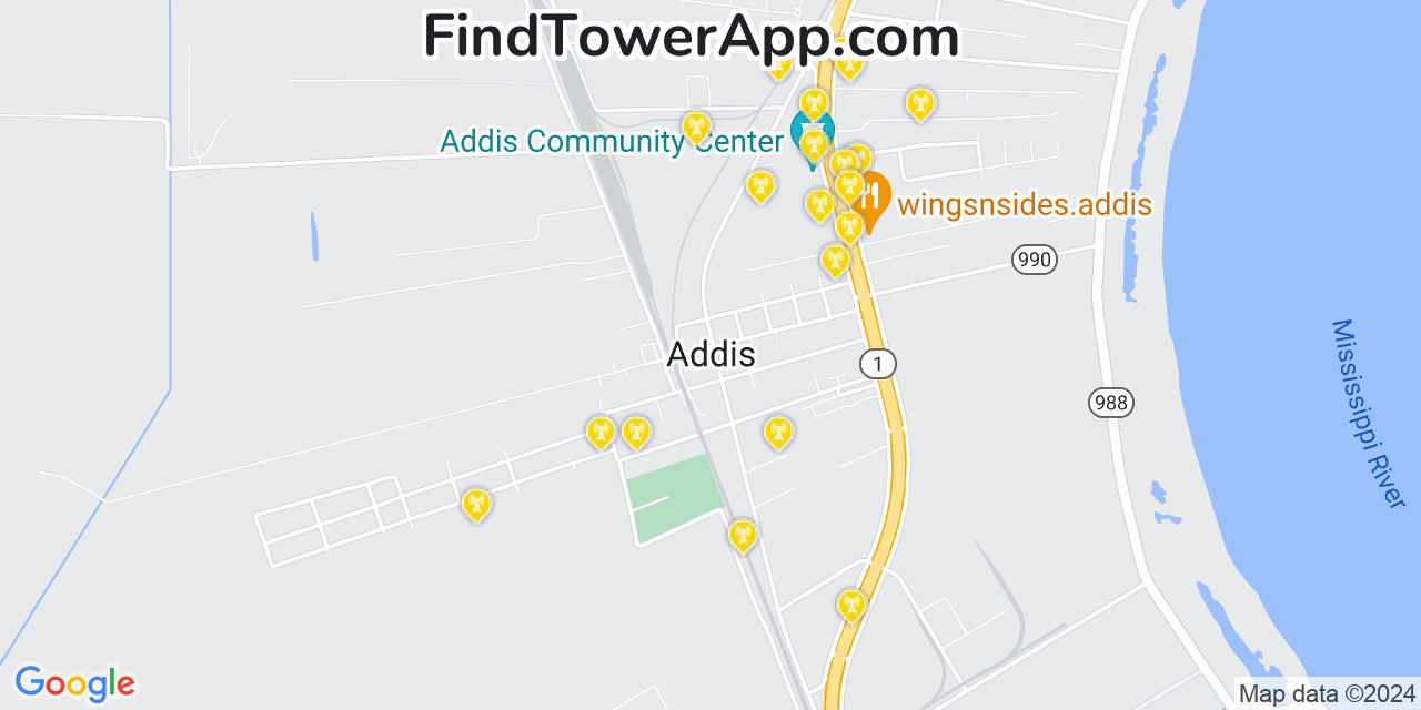 T-Mobile 4G/5G cell tower coverage map Addis, Louisiana