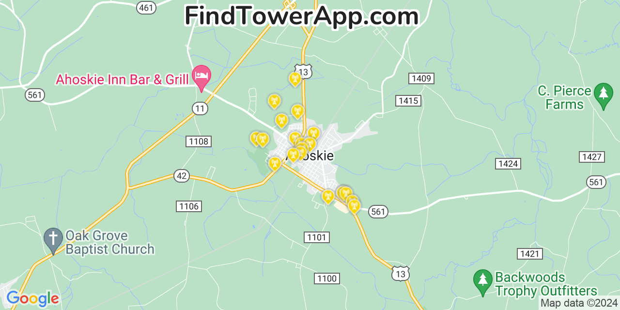 AT&T 4G/5G cell tower coverage map Ahoskie, North Carolina
