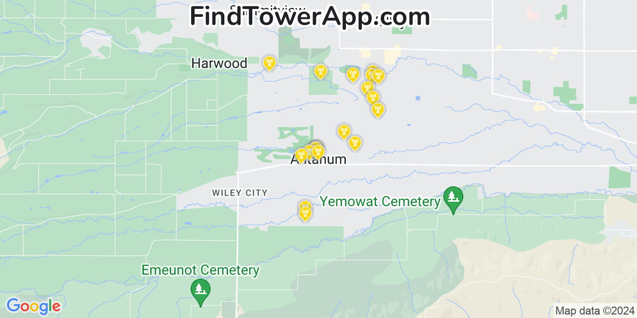 AT&T 4G/5G cell tower coverage map Ahtanum, Washington