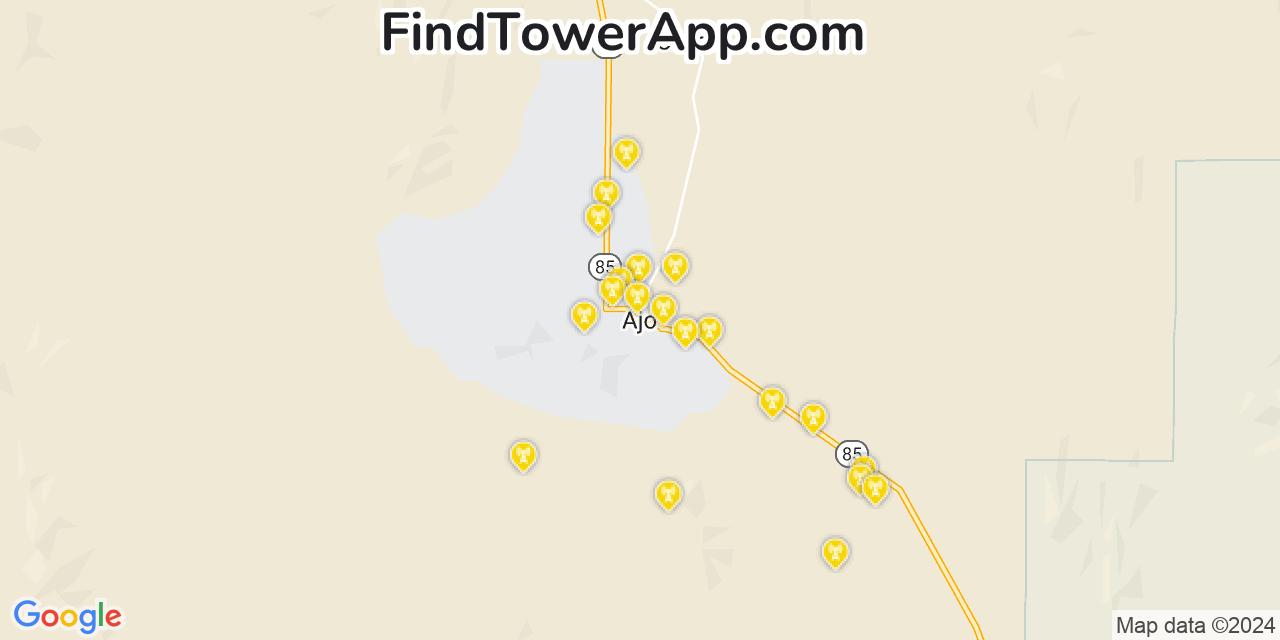 AT&T 4G/5G cell tower coverage map Ajo, Arizona
