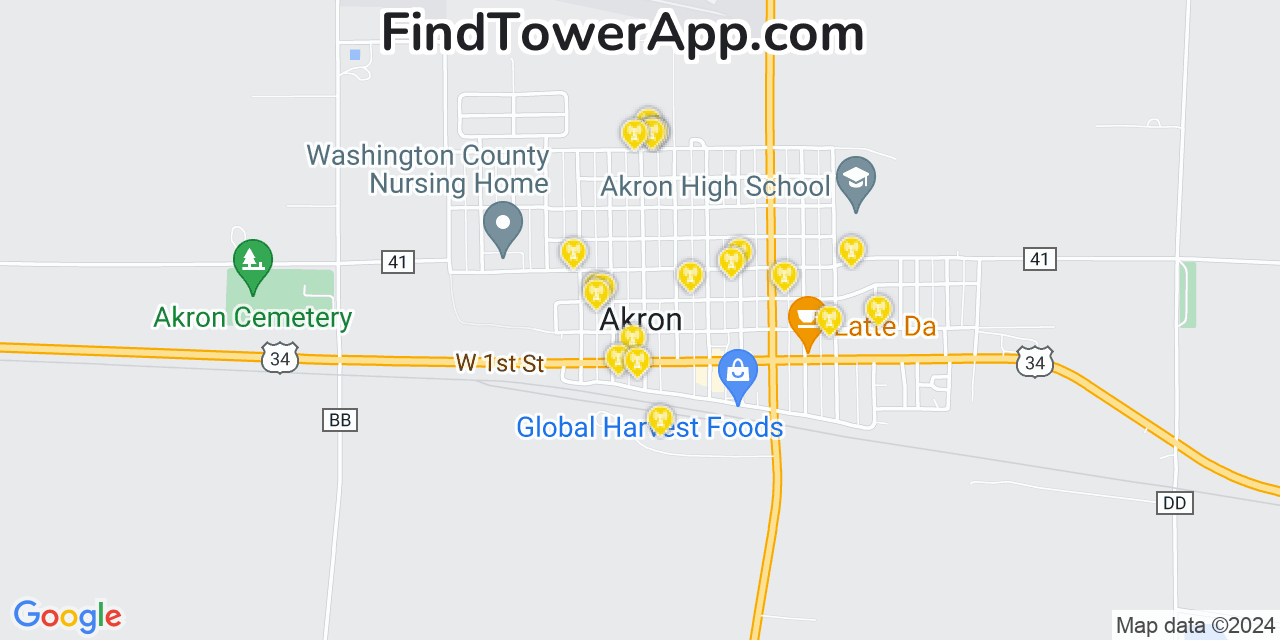 T-Mobile 4G/5G cell tower coverage map Akron, Colorado