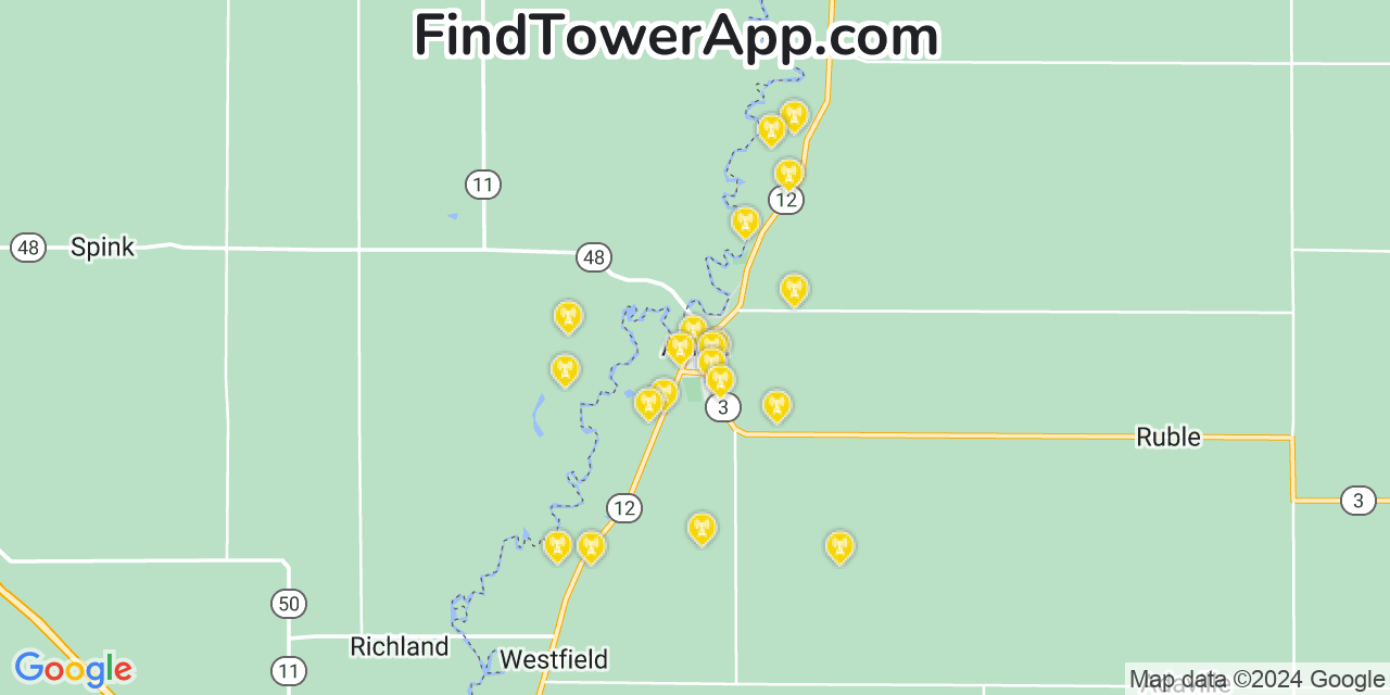 AT&T 4G/5G cell tower coverage map Akron, Iowa