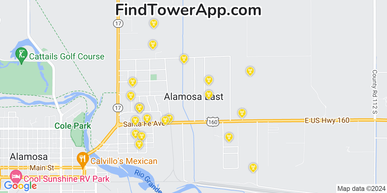 T-Mobile 4G/5G cell tower coverage map Alamosa East, Colorado