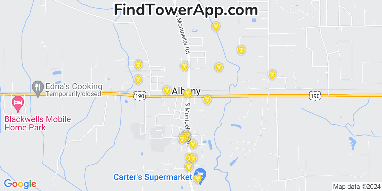 T-Mobile 4G/5G cell tower coverage map Albany, Louisiana