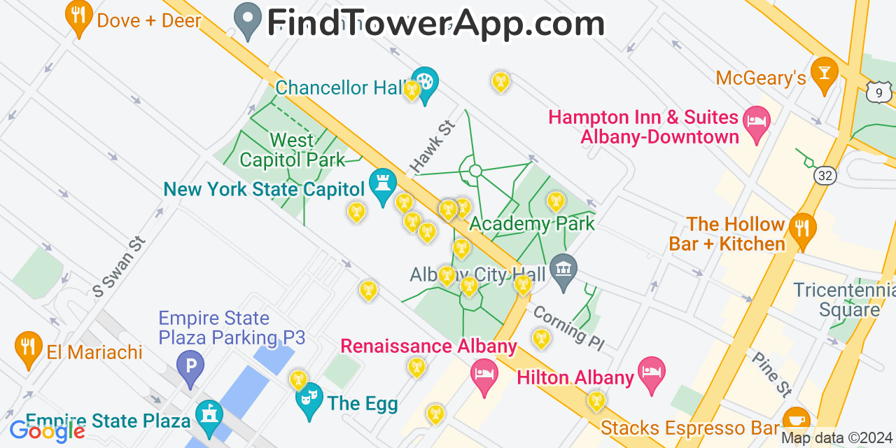 AT&T 4G/5G cell tower coverage map Albany, New York
