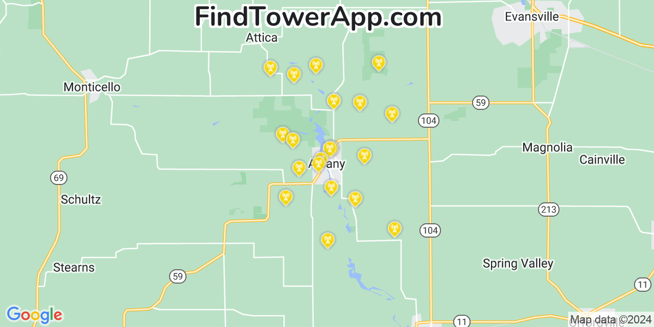 AT&T 4G/5G cell tower coverage map Albany, Wisconsin