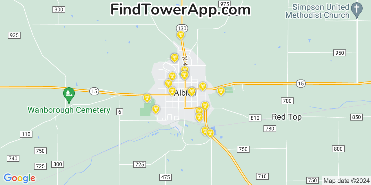 AT&T 4G/5G cell tower coverage map Albion, Illinois