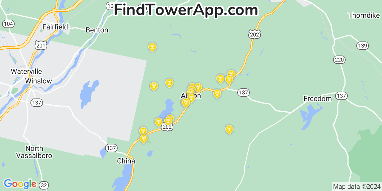 Verizon 4G/5G cell tower coverage map Albion, Maine