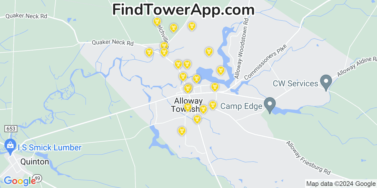 AT&T 4G/5G cell tower coverage map Alloway, New Jersey