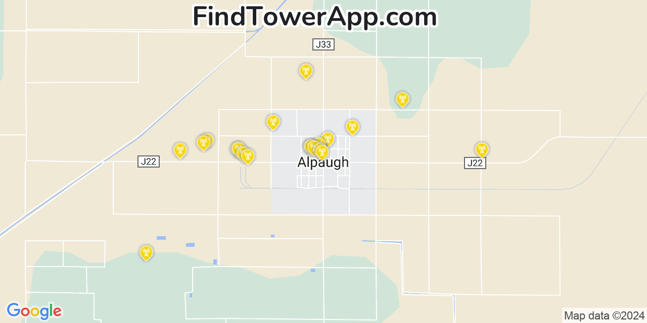 AT&T 4G/5G cell tower coverage map Alpaugh, California