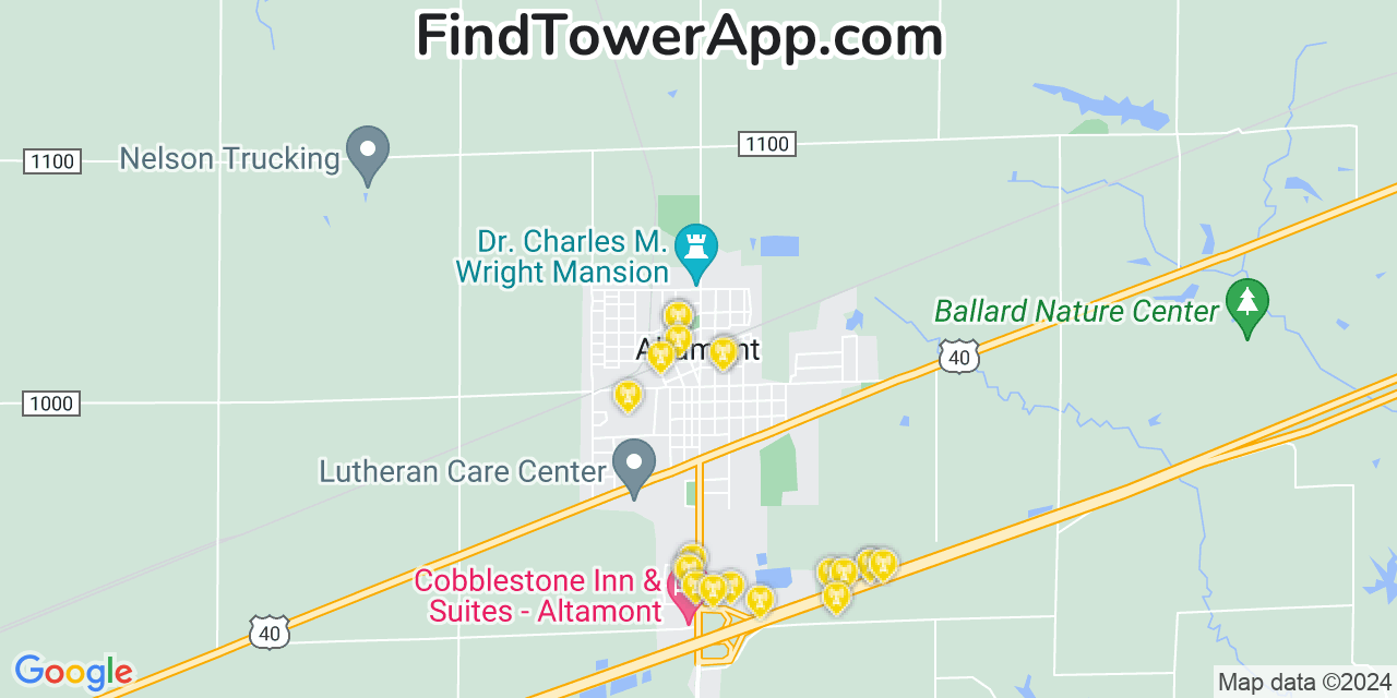 AT&T 4G/5G cell tower coverage map Altamont, Illinois