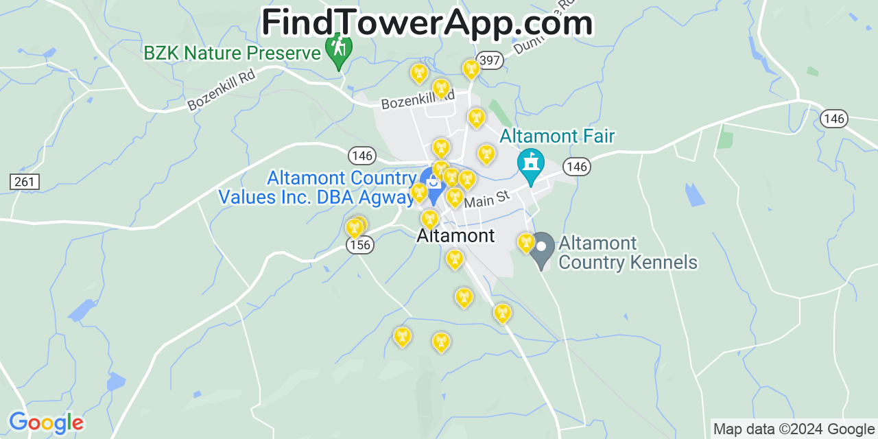 AT&T 4G/5G cell tower coverage map Altamont, New York