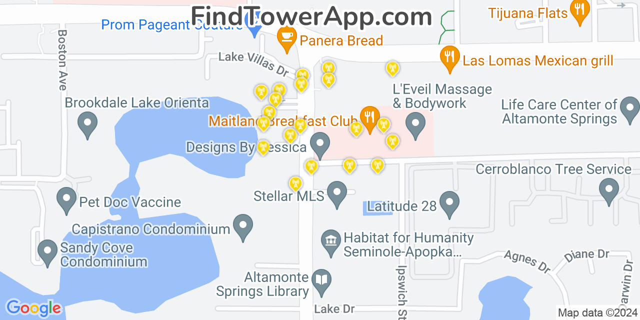 T-Mobile 4G/5G cell tower coverage map Altamonte Springs, Florida