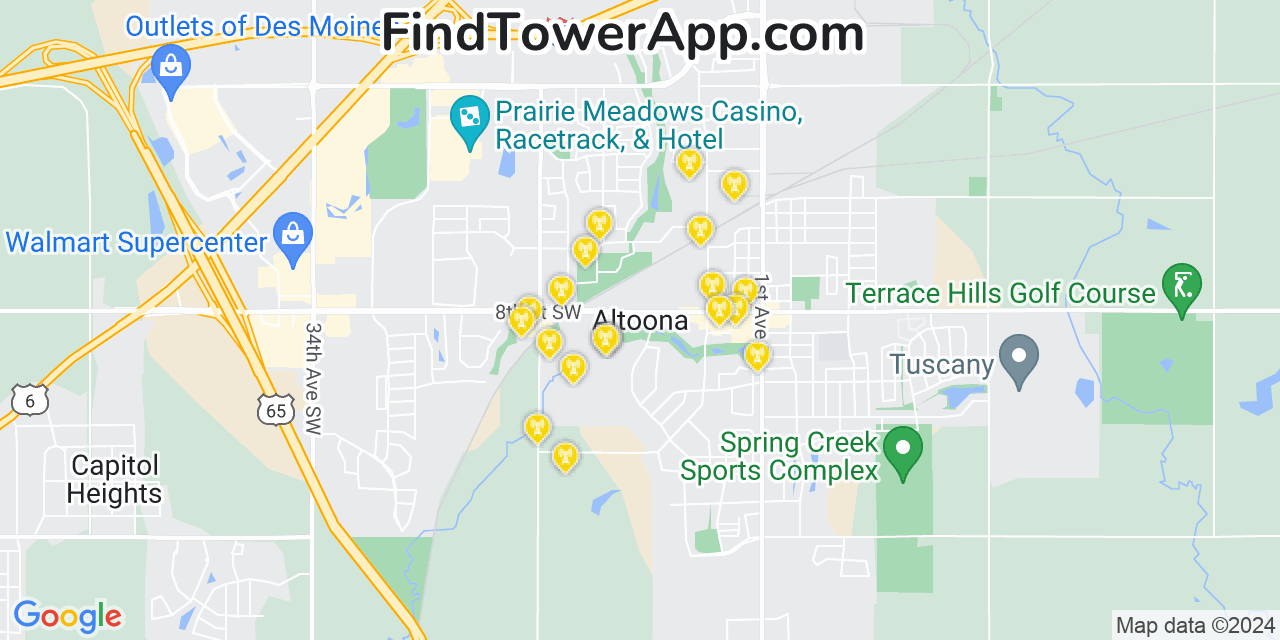 AT&T 4G/5G cell tower coverage map Altoona, Iowa