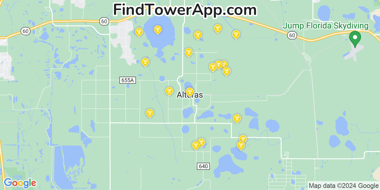 Verizon 4G/5G cell tower coverage map Alturas, Florida