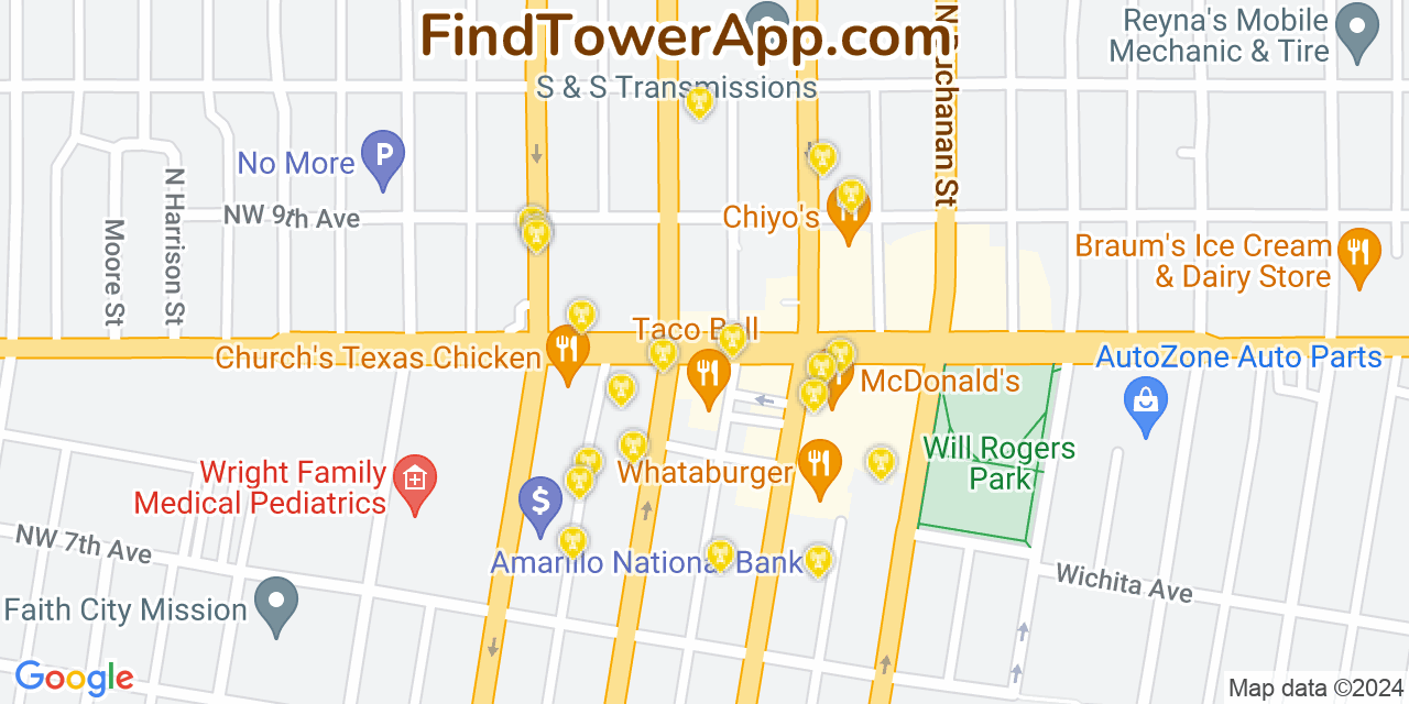 AT&T 4G/5G cell tower coverage map Amarillo, Texas