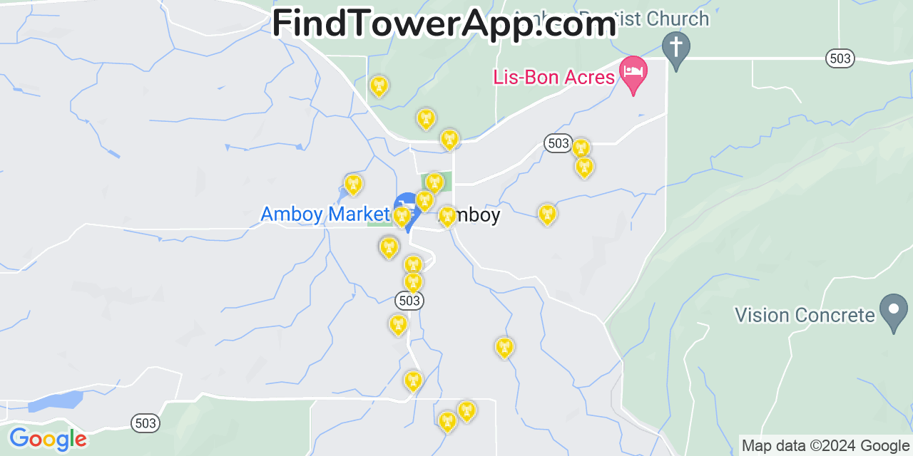 T-Mobile 4G/5G cell tower coverage map Amboy, Washington