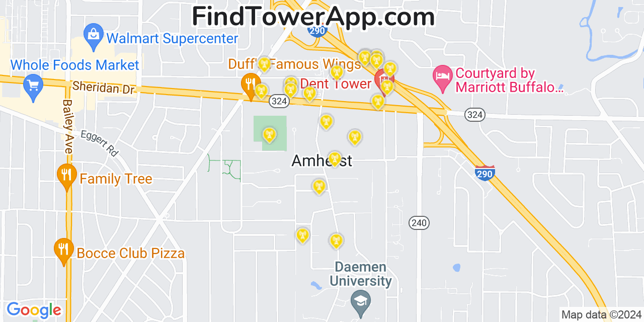 T-Mobile 4G/5G cell tower coverage map Amherst, New York