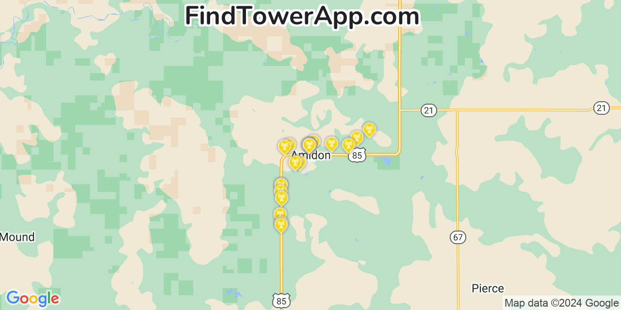 Verizon 4G/5G cell tower coverage map Amidon, North Dakota