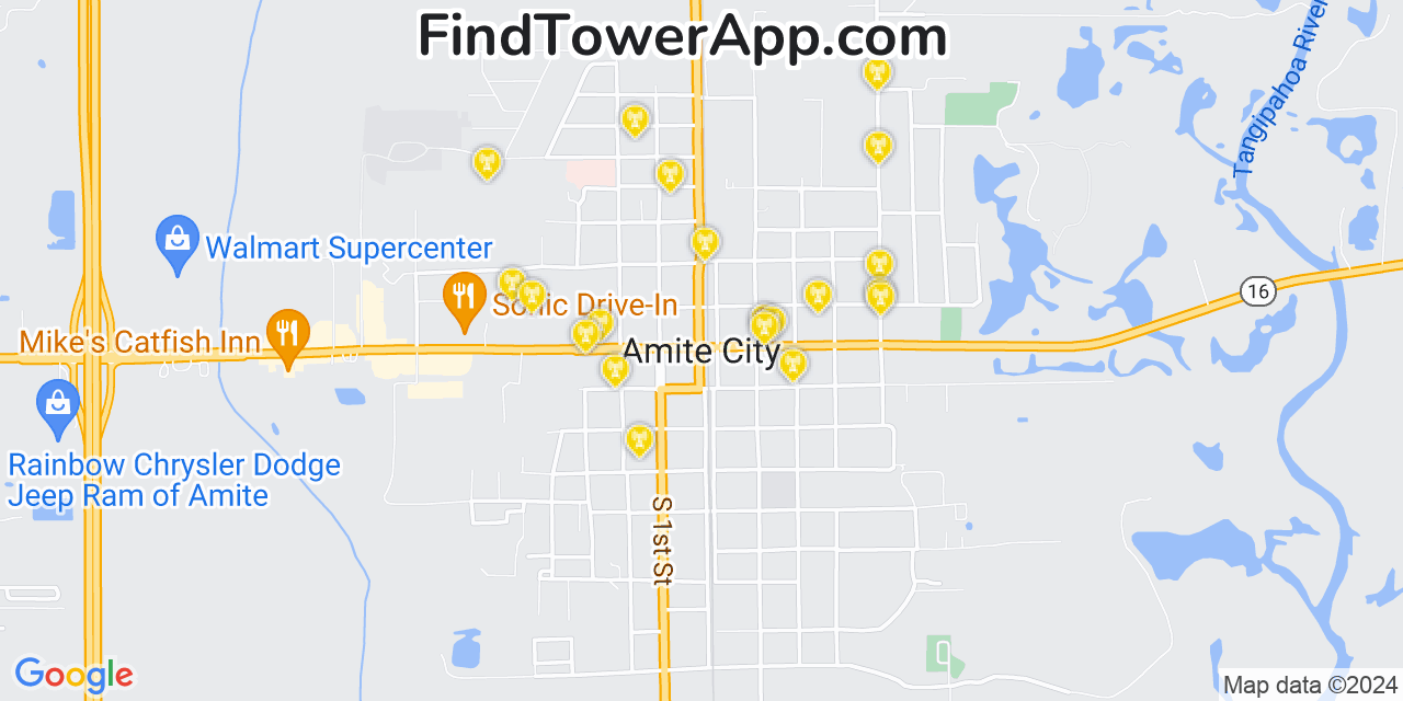 AT&T 4G/5G cell tower coverage map Amite, Louisiana