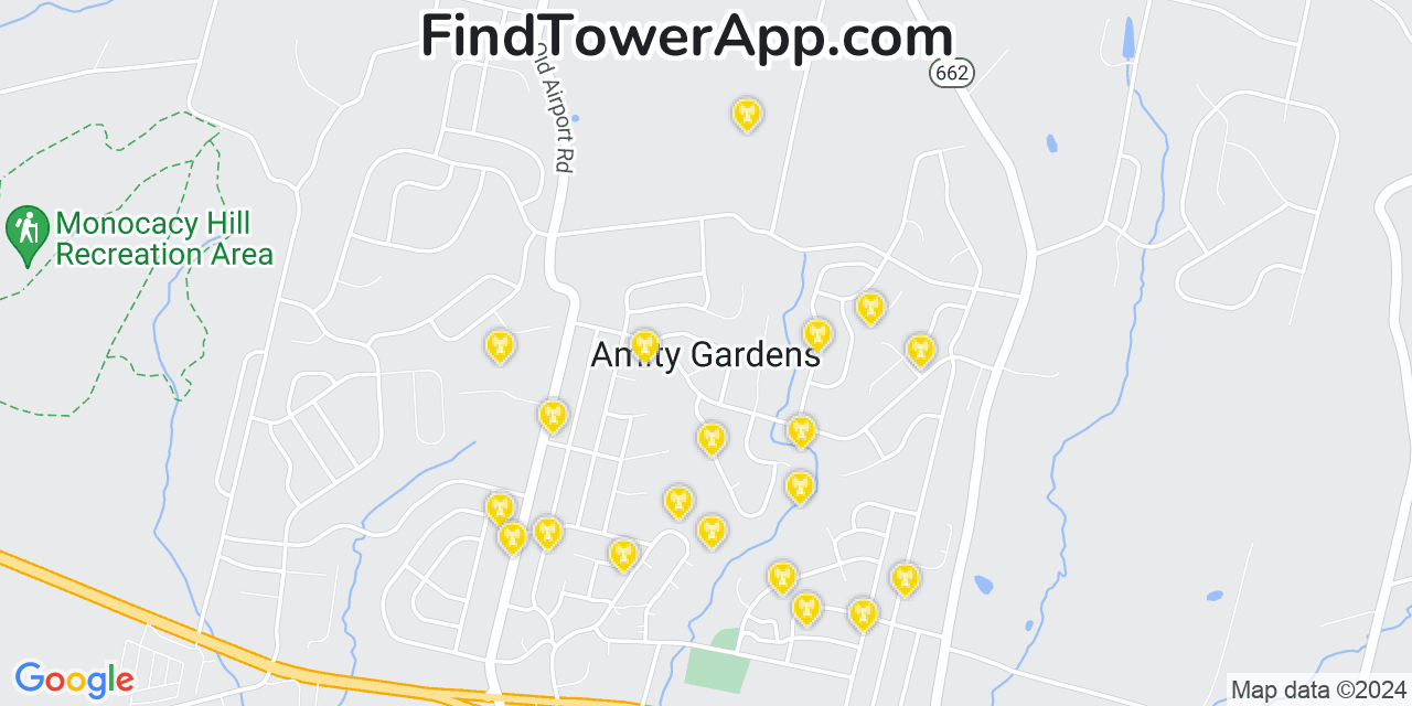 AT&T 4G/5G cell tower coverage map Amity Gardens, Pennsylvania