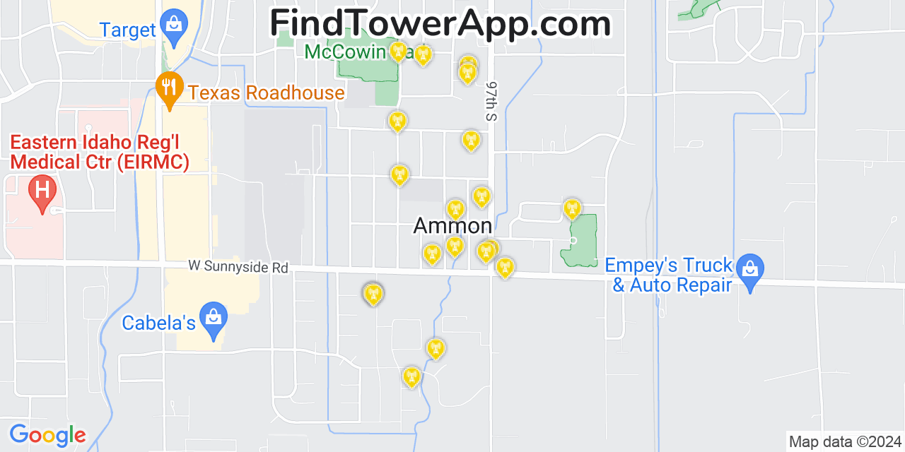 AT&T 4G/5G cell tower coverage map Ammon, Idaho