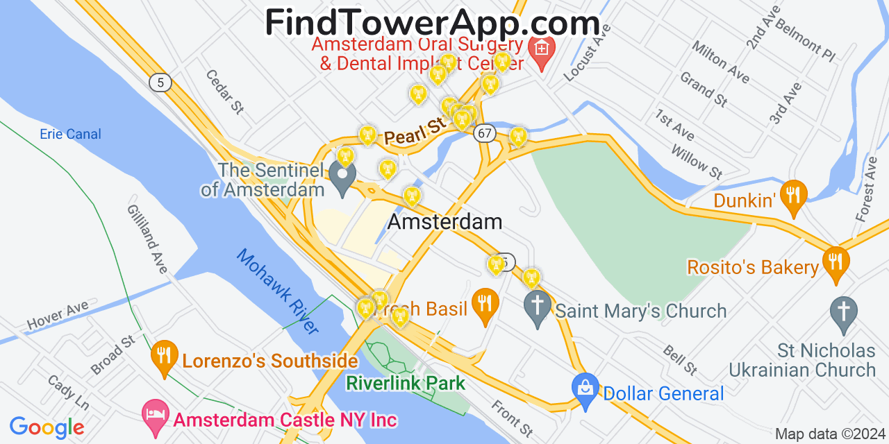 T-Mobile 4G/5G cell tower coverage map Amsterdam, New York