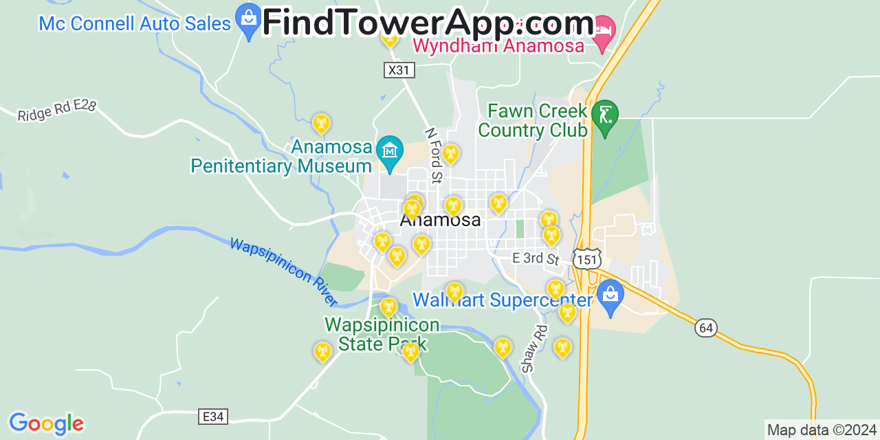 AT&T 4G/5G cell tower coverage map Anamosa, Iowa