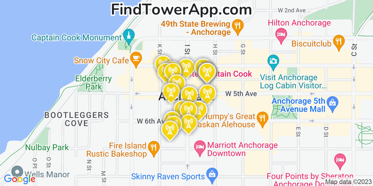 Verizon 4G/5G cell tower coverage map Anchorage, Alaska