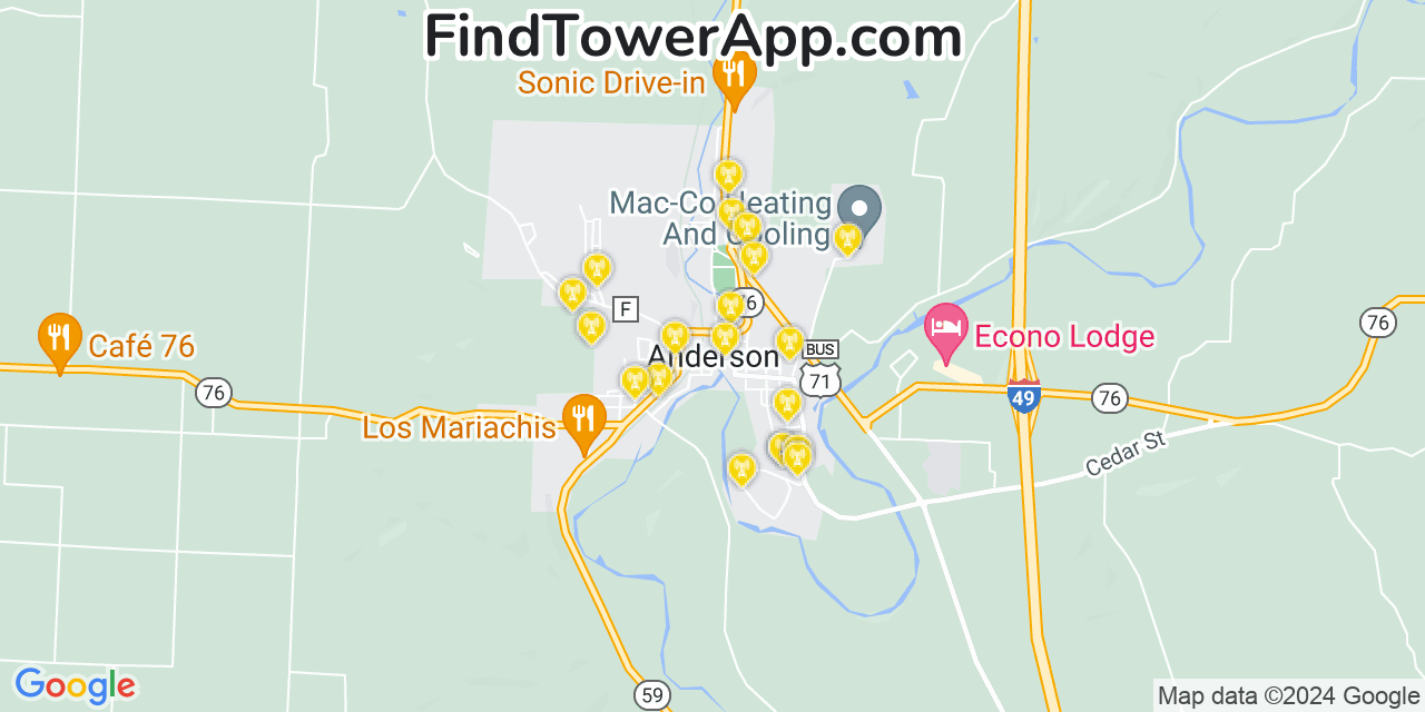 T-Mobile 4G/5G cell tower coverage map Anderson, Missouri
