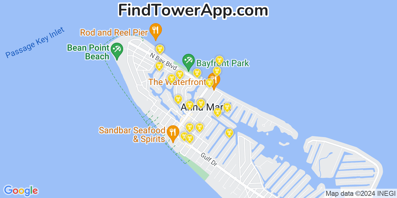 AT&T 4G/5G cell tower coverage map Anna Maria, Florida