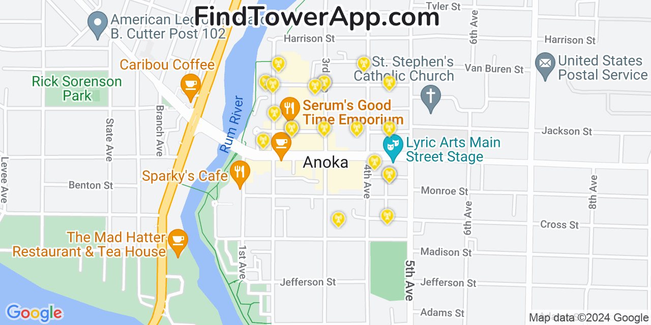 T-Mobile 4G/5G cell tower coverage map Anoka, Minnesota