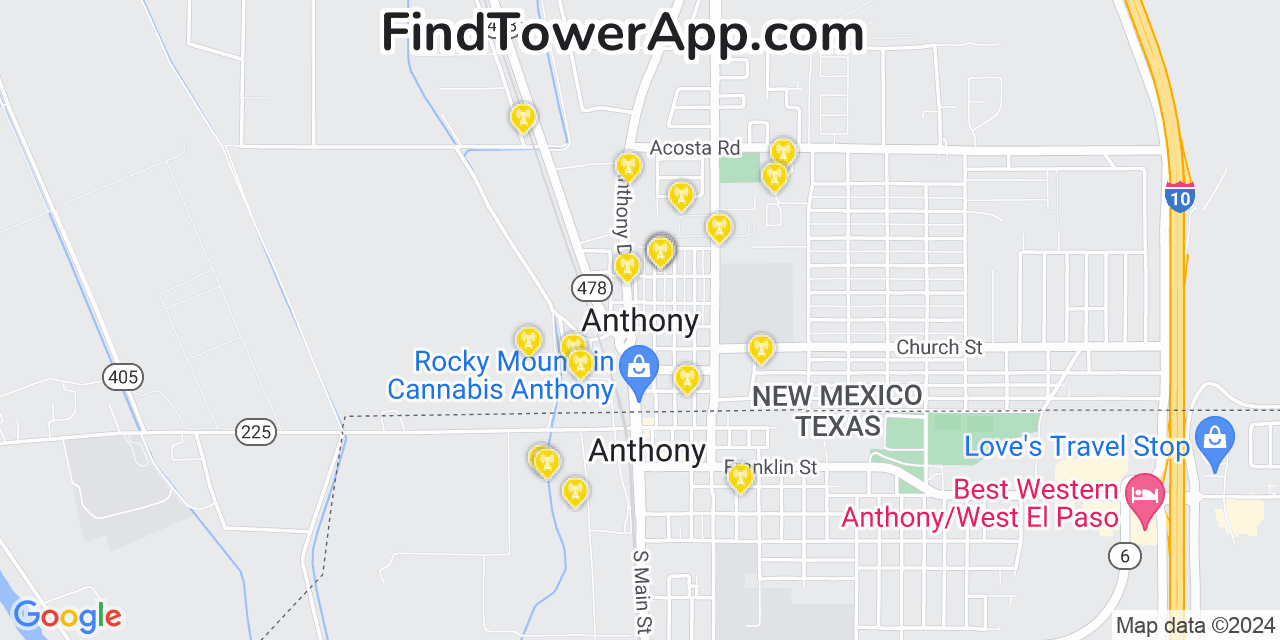 T-Mobile 4G/5G cell tower coverage map Anthony, New Mexico