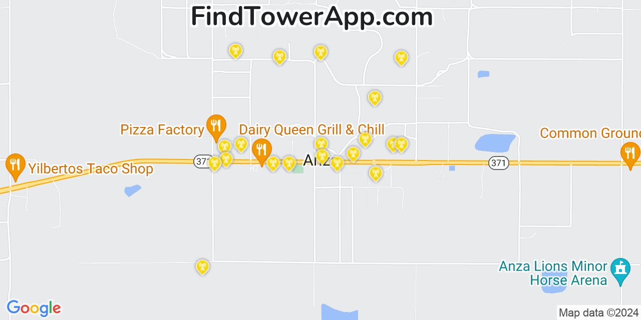 AT&T 4G/5G cell tower coverage map Anza, California
