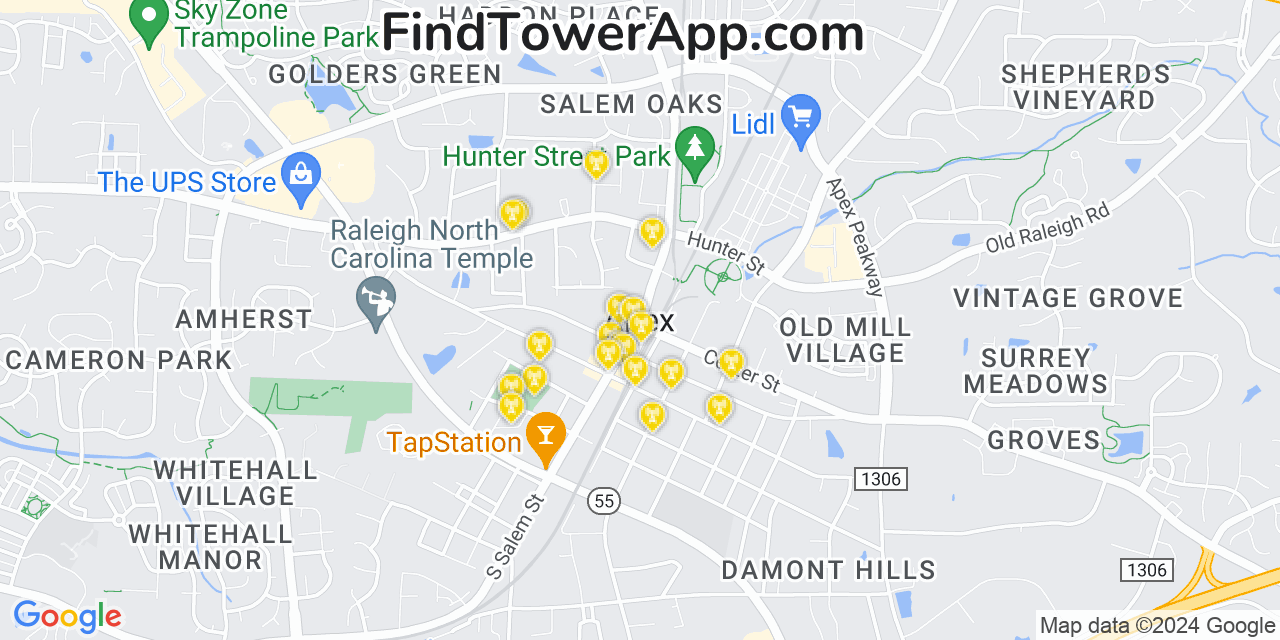 T-Mobile 4G/5G cell tower coverage map Apex, North Carolina