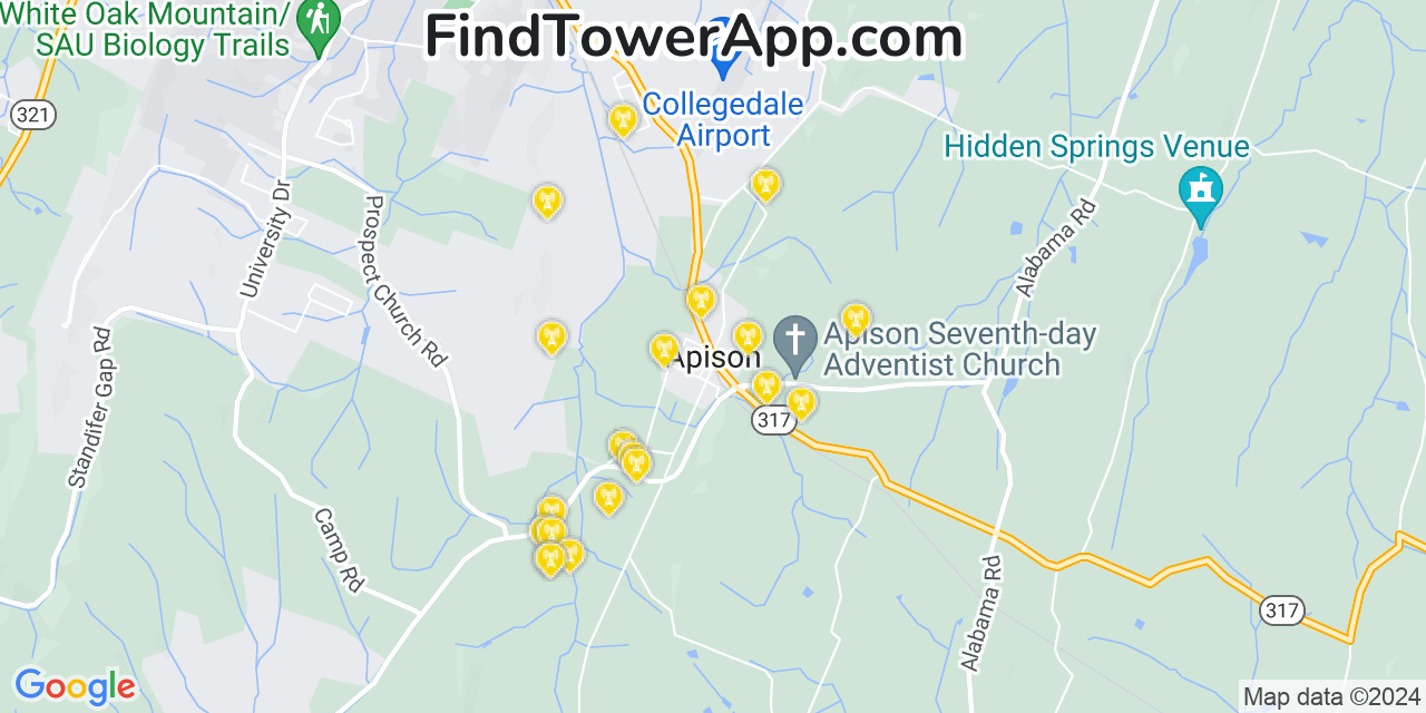 T-Mobile 4G/5G cell tower coverage map Apison, Tennessee