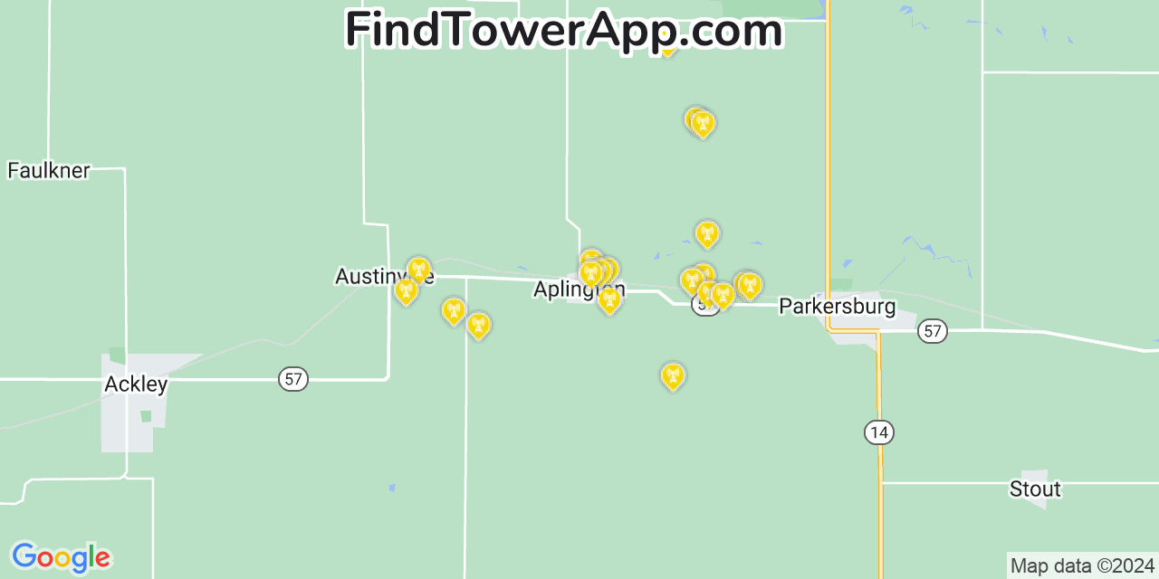 Verizon 4G/5G cell tower coverage map Aplington, Iowa