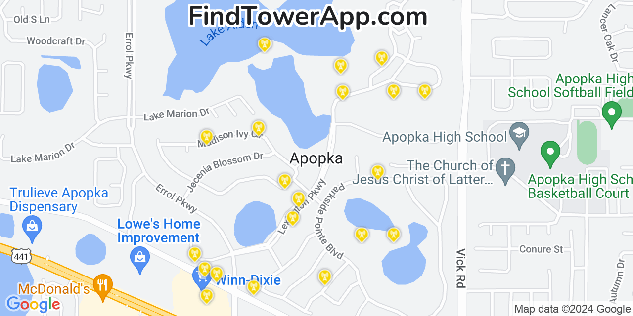 T-Mobile 4G/5G cell tower coverage map Apopka, Florida