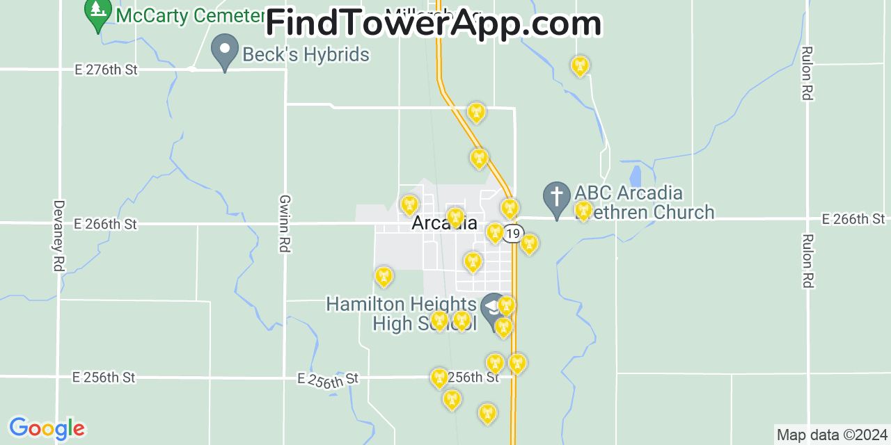 T-Mobile 4G/5G cell tower coverage map Arcadia, Indiana