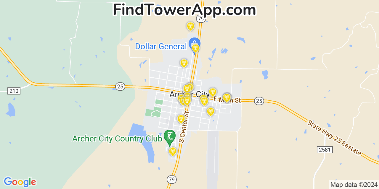 Verizon 4G/5G cell tower coverage map Archer City, Texas