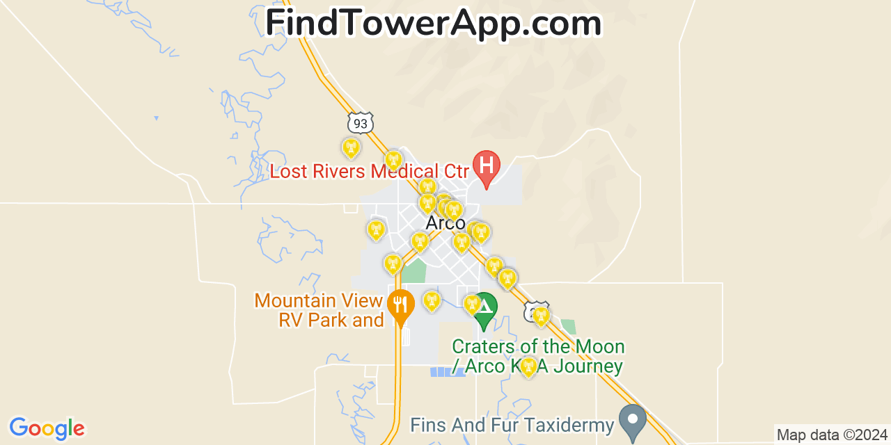 T-Mobile 4G/5G cell tower coverage map Arco, Idaho