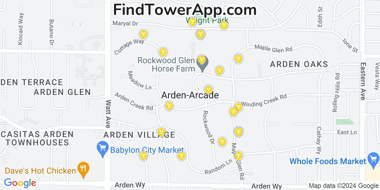 T-Mobile 4G/5G cell tower coverage map Arden Arcade, California