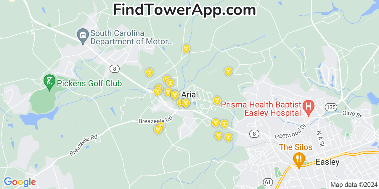 T-Mobile 4G/5G cell tower coverage map Arial, South Carolina